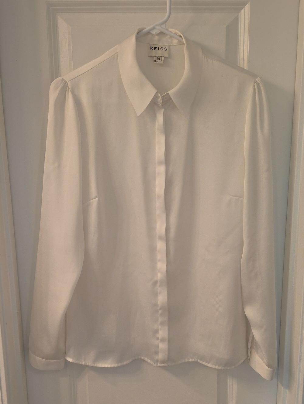 Reiss Women's Ivory Silk-Look Button Front Shirt